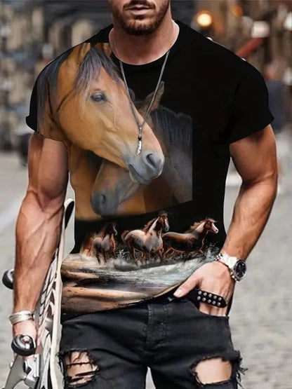 3D T-Shirt mit Pferdemuster – Stil und Eleganz in einem - Tiergeschenke - Mit Herz für Tiere!