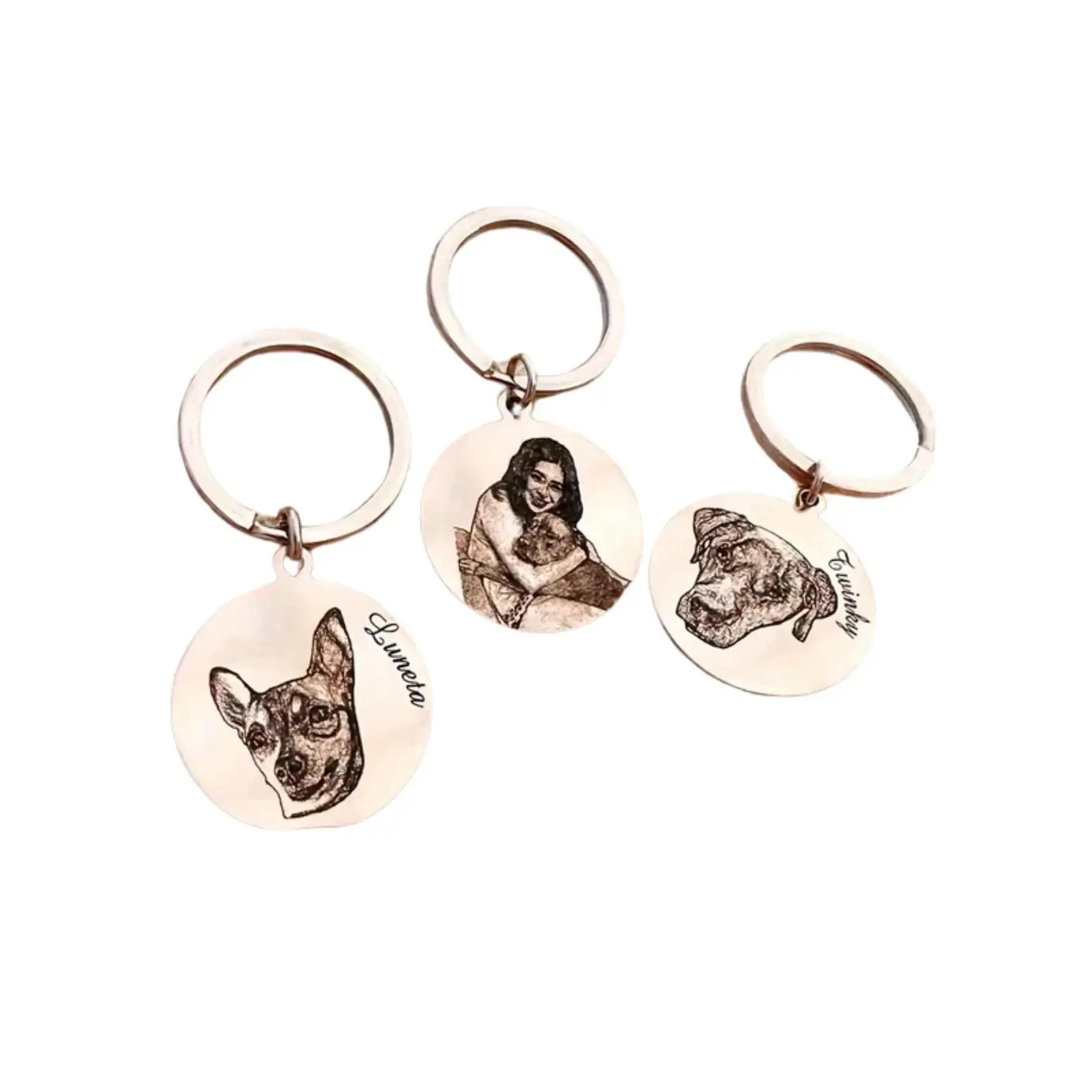 Personalisierter Haustier-Schlüsselanhänger aus Edelstahl – Rosegold