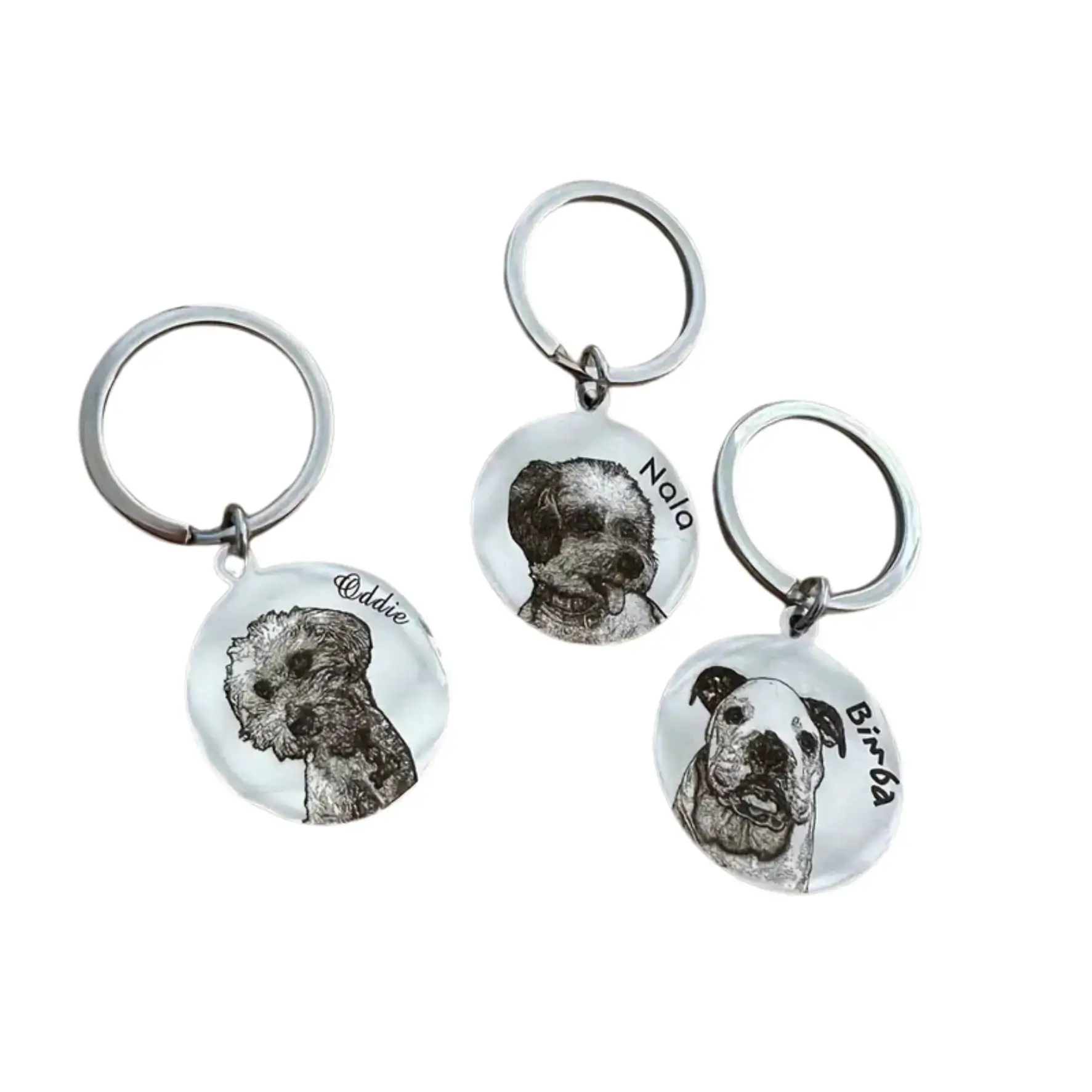Personalisierter Haustier-Schlüsselanhänger aus Edelstahl – Stahl