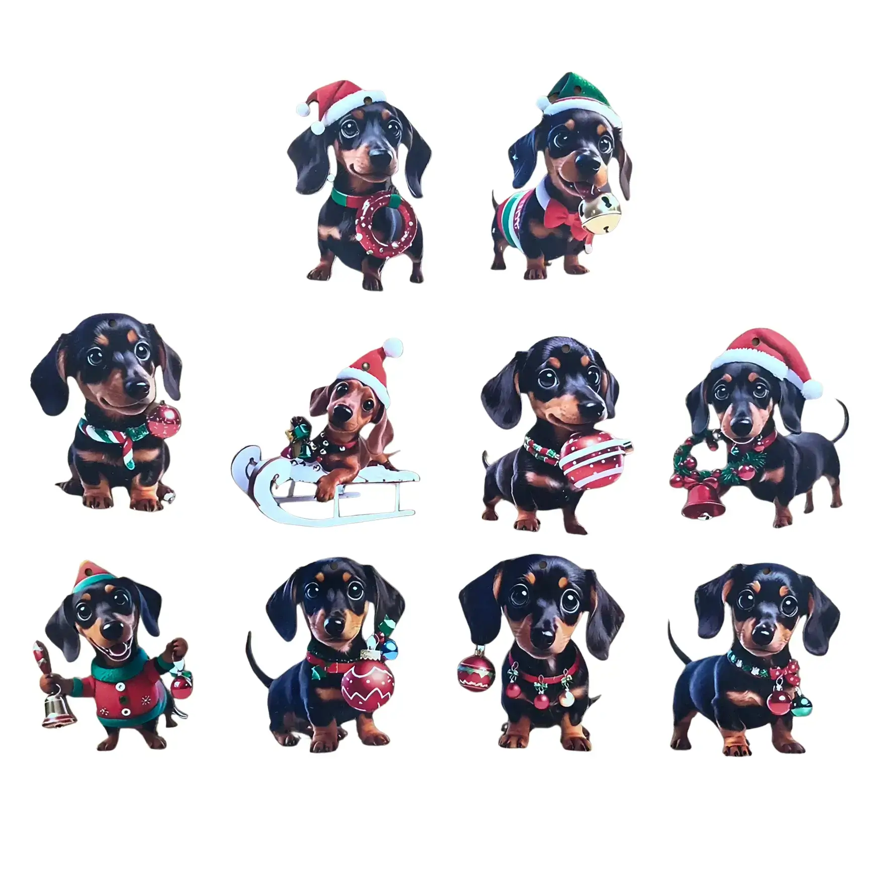 Dackel-Weihnachtsdeko (10er Set)
