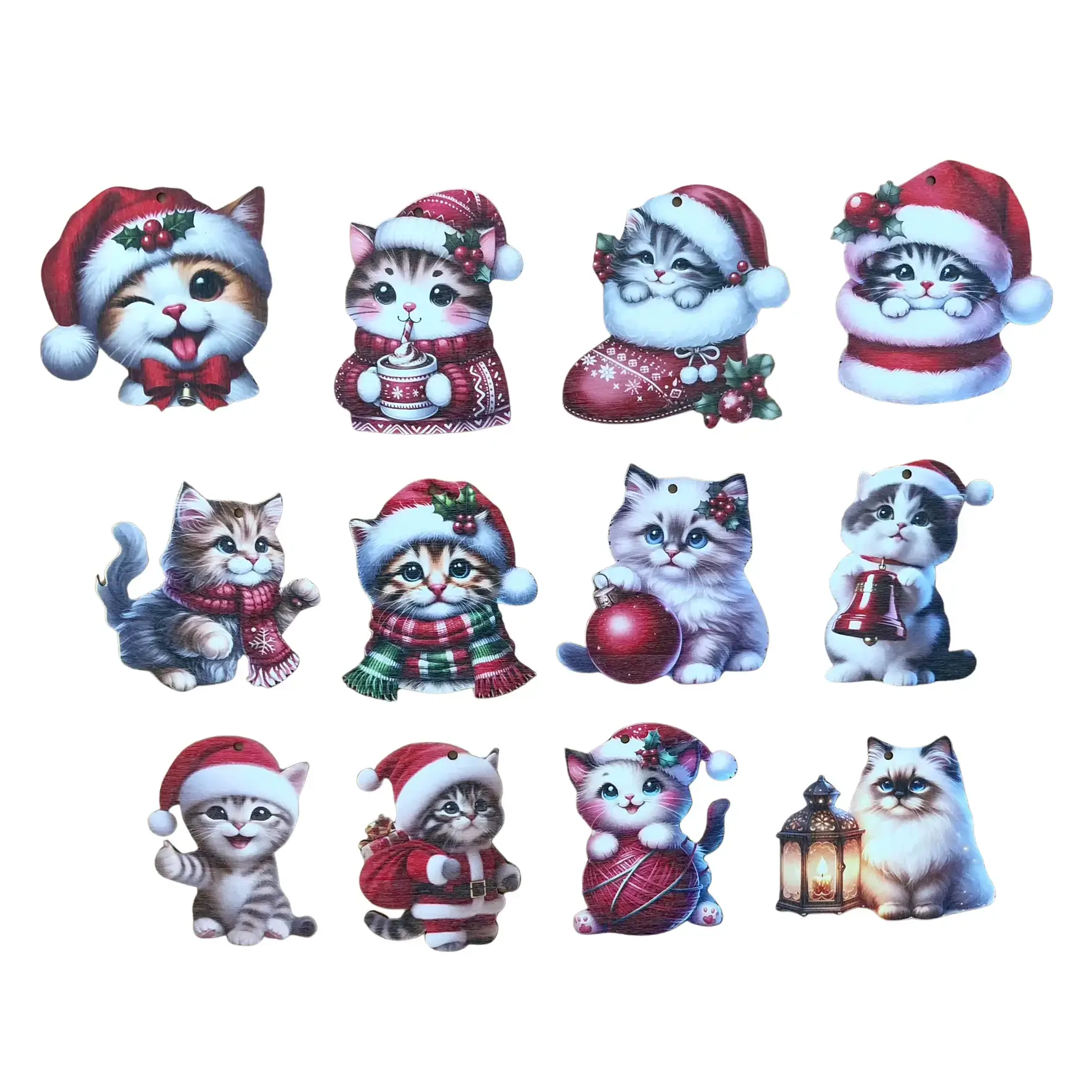 Katzen-Weihnachtsdeko (12er Set)