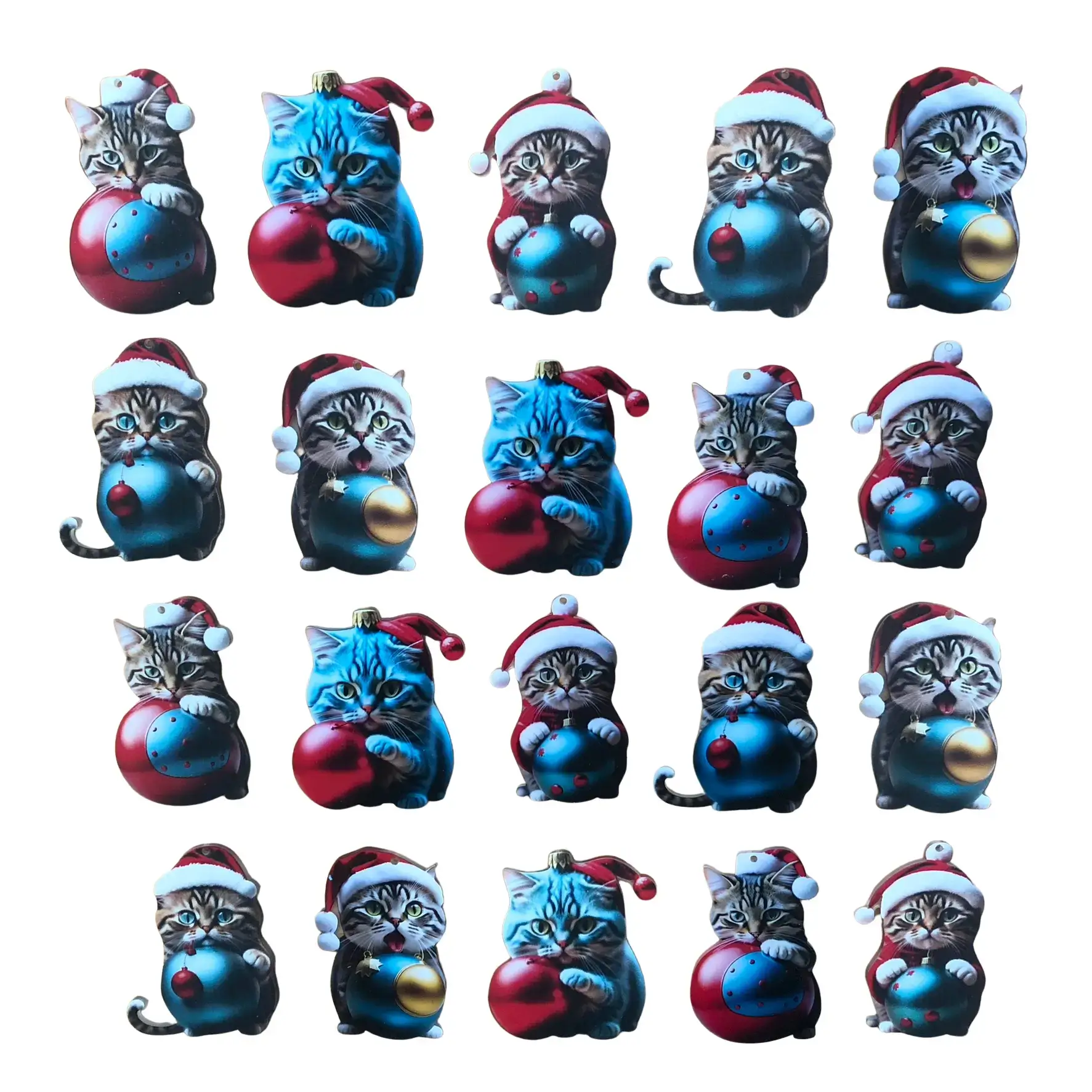 Katzen-Weihnachtsdeko in Acryl (5er, 10er, 20er Set)
