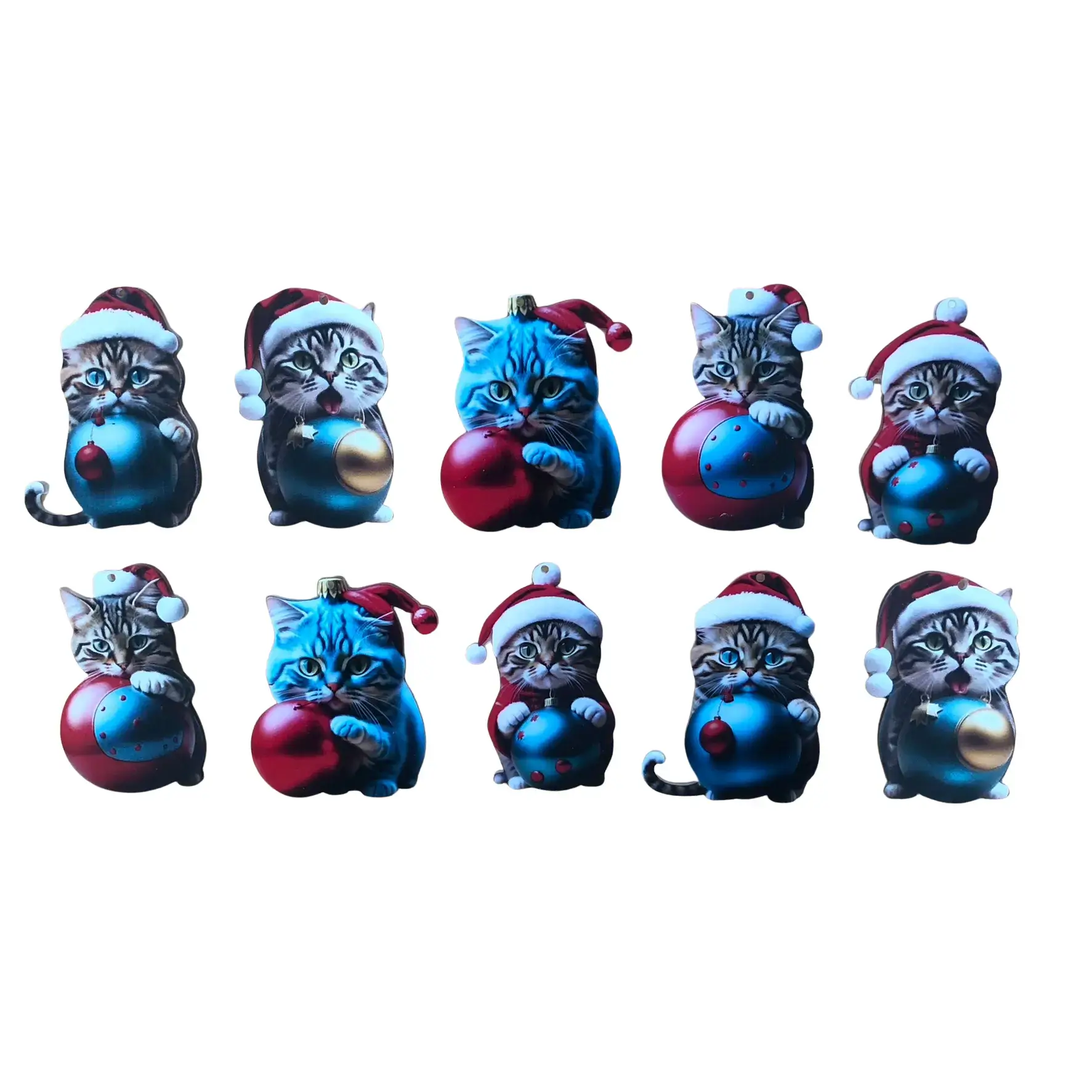 Katzen-Weihnachtsdeko in Acryl (5er, 10er, 20er Set)