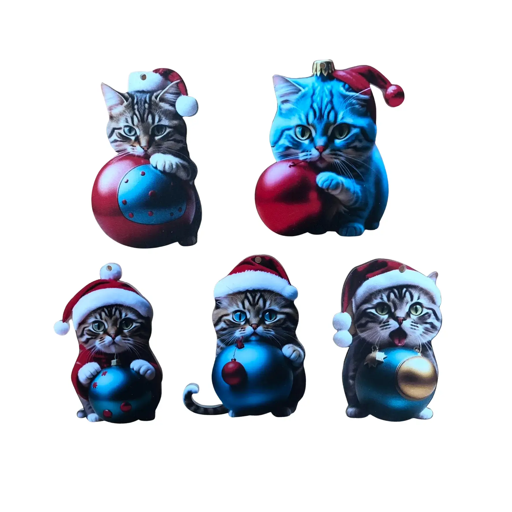 Katzen-Weihnachtsdeko in Acryl (5er, 10er, 20er Set)