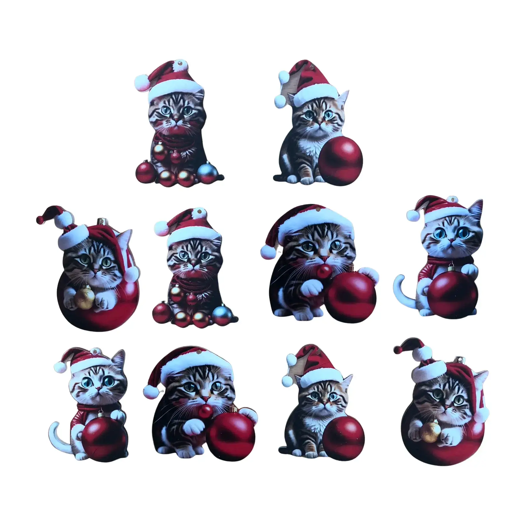 Katzen-Weihnachtsdeko in Acryl (5er, 10er, 20er Set)