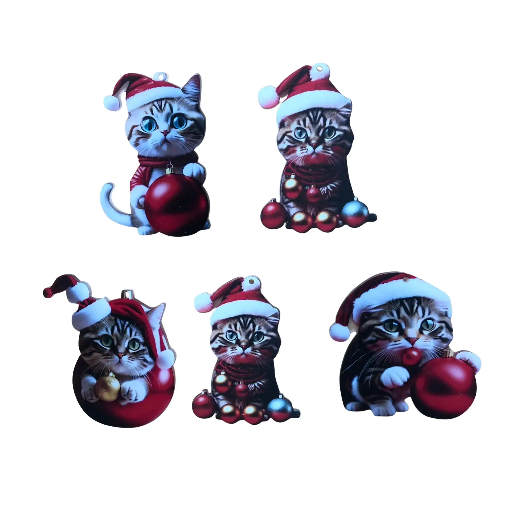 Katzen-Weihnachtsdeko in Acryl (5er, 10er, 20er Set)