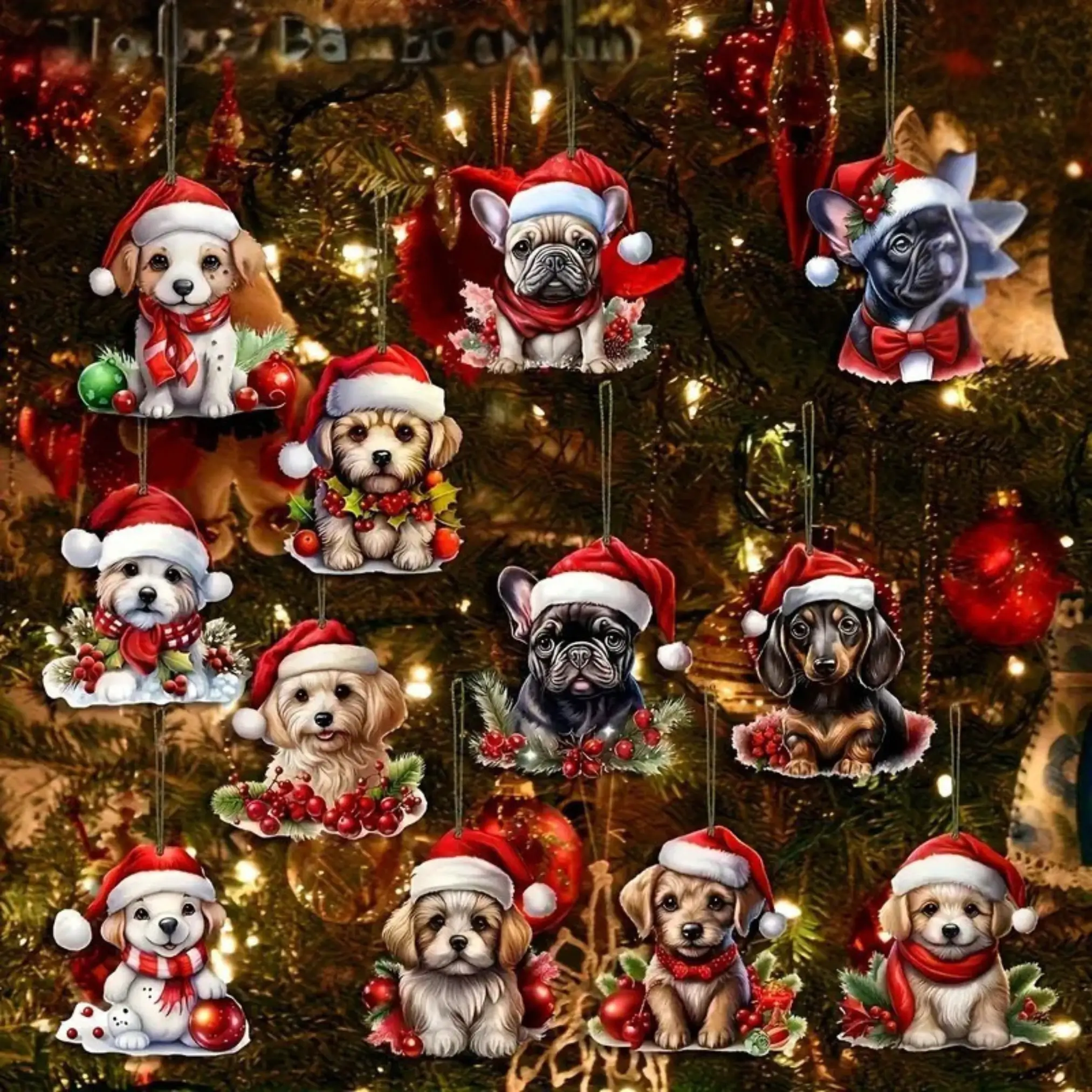 Hundebabys-Mix-Weihnachtsdeko (24er Set)