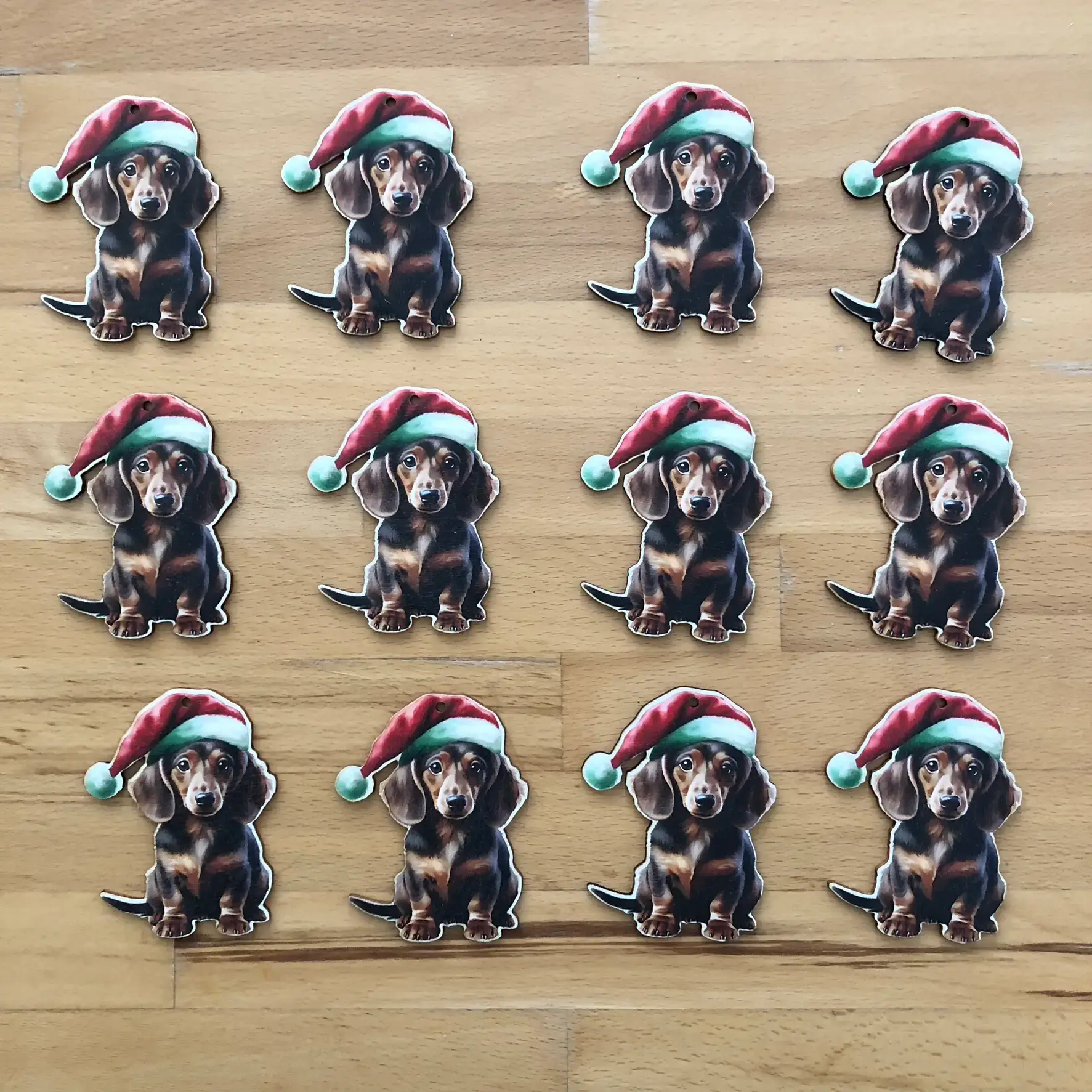 Hunde-Weihnachtsdeko (12er Set) – dackel