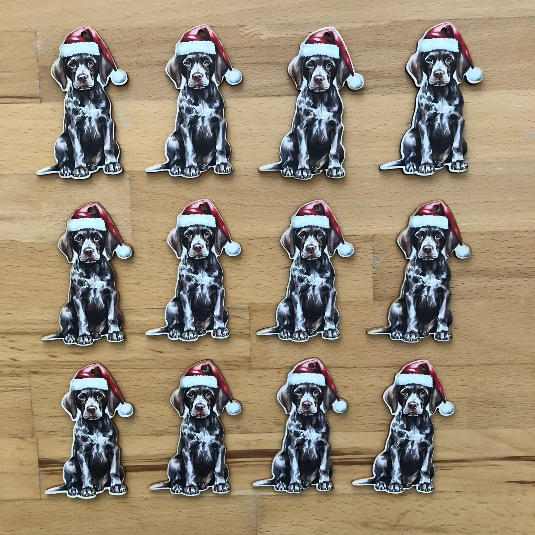 Hunde-Weihnachtsdeko (12er Set) – deutsch-kurzhaar