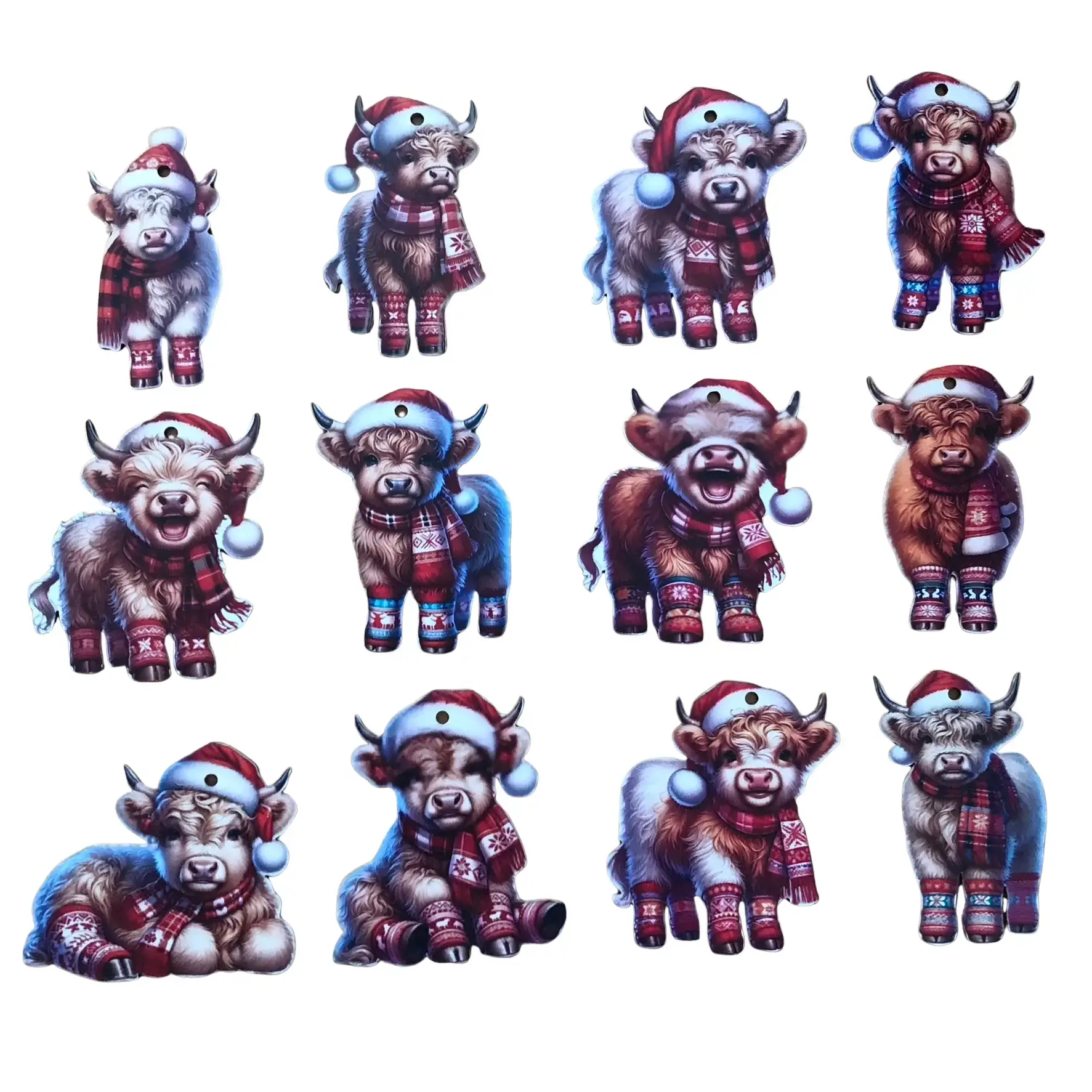 Schottisches Hochlandrind-Weihnachtsdeko (10er Set)